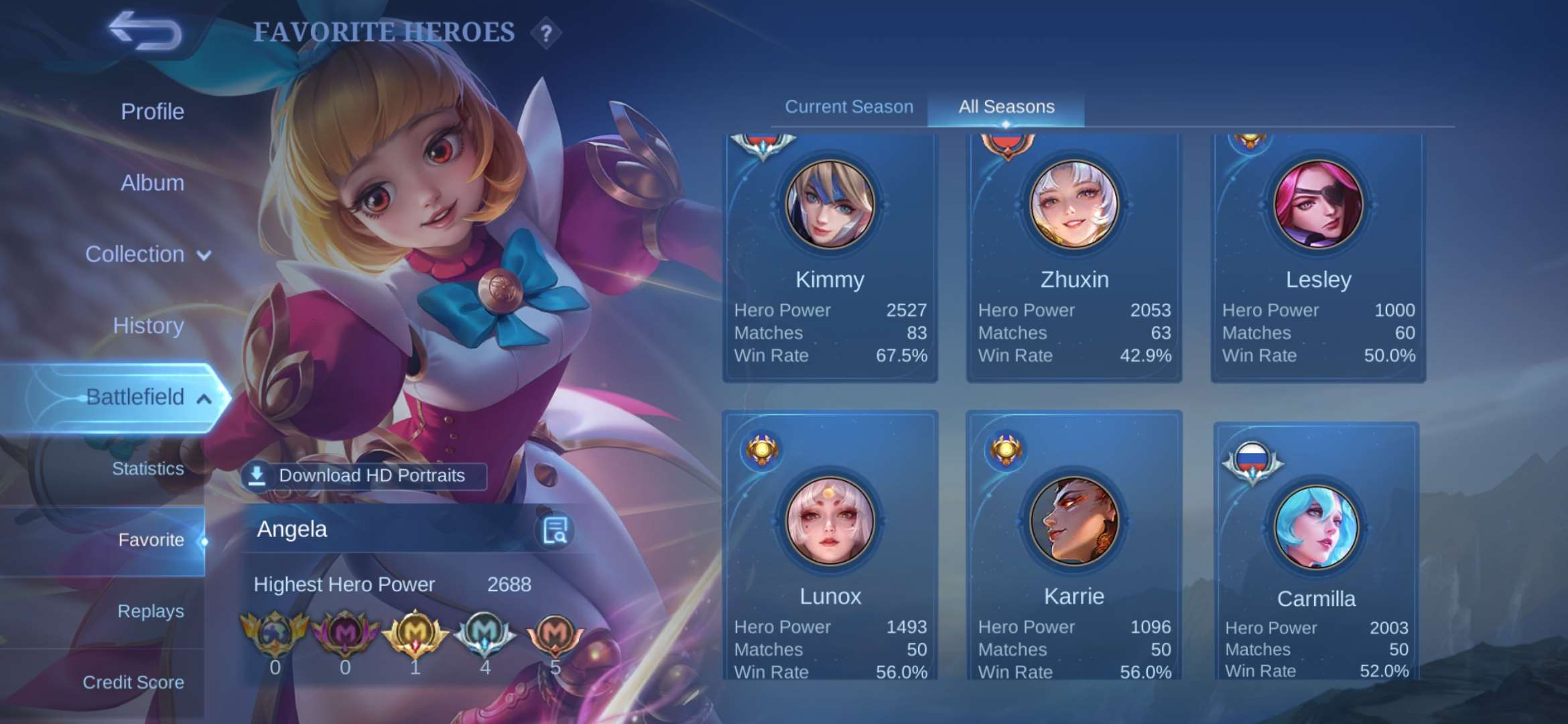 продажа аккаунта к игре Mobile Legends